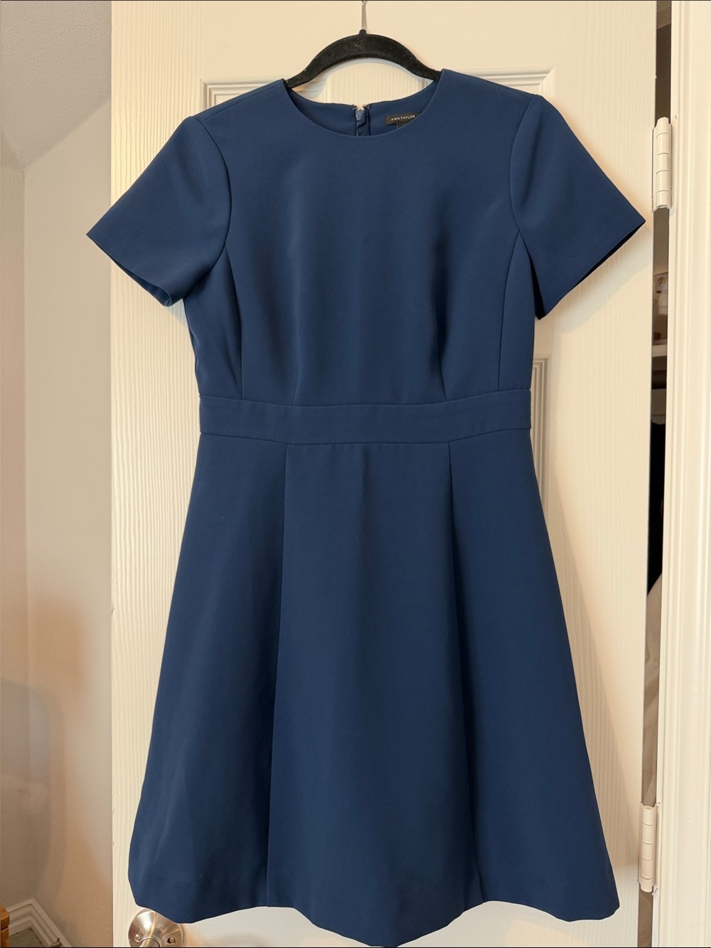 Ann Taylor Navy Short-Sleeve Fit & Flare Dress